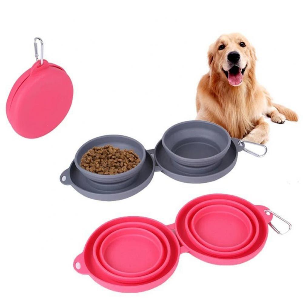 WuffWear Travel Bowl - Collapsible Double Food Bowl with Carabiner