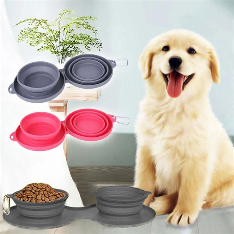 WuffWear Travel Bowl - Collapsible Double Food Bowl with Carabiner