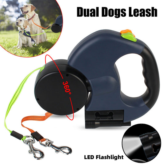WuffWear DuoLine – Refleks Hundesnor med Lys & Dobbelt Træk 🐾💡