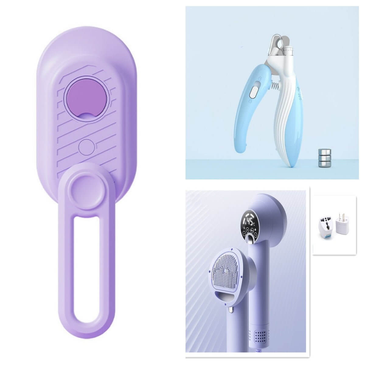 Professionelle Negleklippere med LED-lys til kæledyr, ergonomisk design med rustfrit stålblade og indbygget LED-belysning.